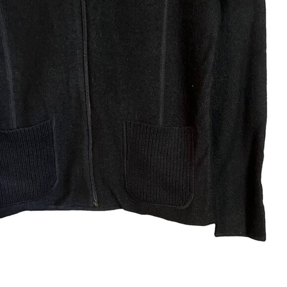 NWT! Croft & Barrow black 100% wool zip up sweater - Picture 7 of 10